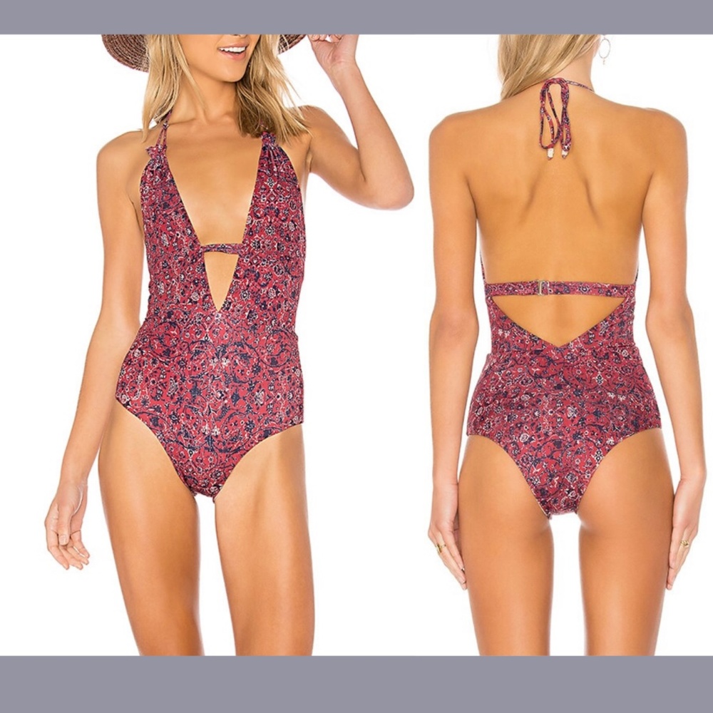 NWT Tavik [ XS ] Emme Halter One-Piece Swimsuit in‎ Lap of Luxury Red